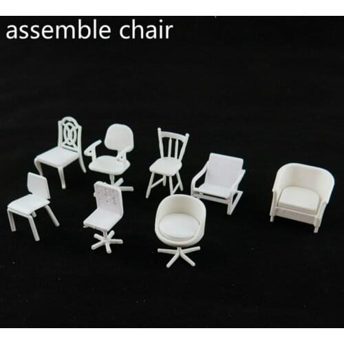10pcs/lot 1/25 Scale 2018 New Assemble Chair Architecture Furniture Models For Train Layout