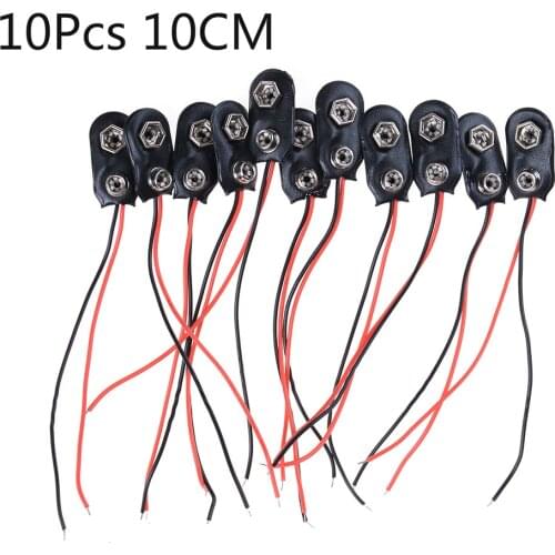 10pcs/Lot 9V Battery Holder Clip Snap On Connector Cable Lead