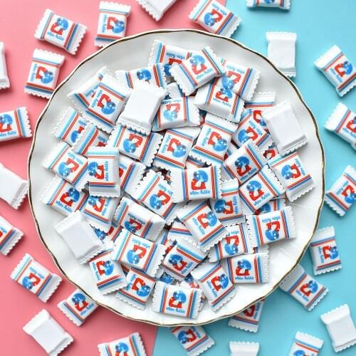 10Pcs Simulation White Rabbit Candy Flat back Resin Cabochon Charms for Jewelry Making Fake Food DIY Hair Accessories Decoration