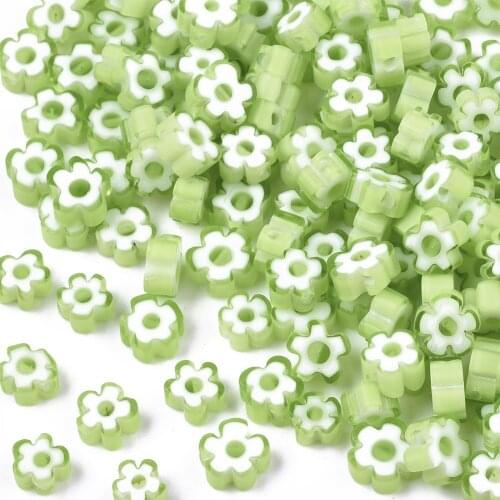 10Pcs 5~7mm Glass Beads Flower Shape Loose Spacer Bead for Jewelry Making DIY Bracelet Findings