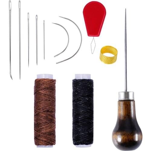 12PCS Leather Waxed Thread,Hand Sewing Needles Kit with Leather Craft Hand Tools Kit for Leather Upholstery
