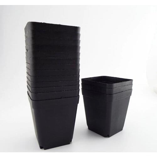 20/50pcs/lot PE Plastic Black Color Flower Pots Garden Planters Creative Small Square for Succulent plants vegetable