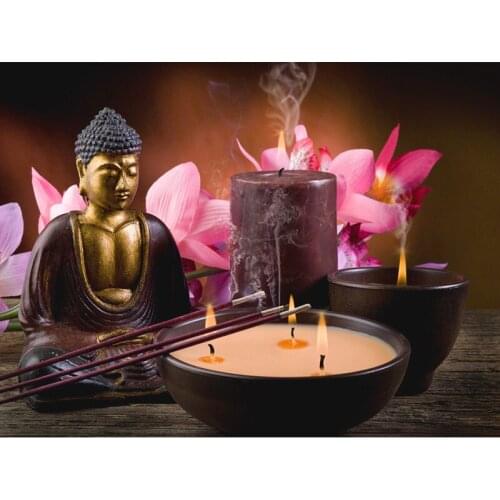 3D Diamond Embroidery 5D Diy Diamond Painting Candle Buddha Cross Stitch kits Mosaic Pattern Arts and Crafts Gift Home Decor