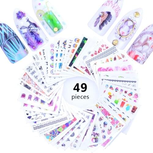 48pcs Mixed Designs Nail Sticker Beauty Flower Water Transfer Decal Watermark Nail Art Decoration For Manicure Watermark