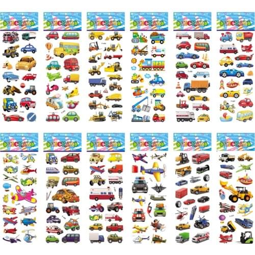 6 Sheets/set Cute DIY Stickers Cartoon Traffic Car Aircraft PVC Scrapbook For Children Diary Notebook Decoration Gifts