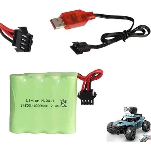 7.4V 1000mAh 2S Lipo Battery +charger For DE36W 1:16RC Off-Road 4WD High-Speed Climbing Drift Racing toy accessories