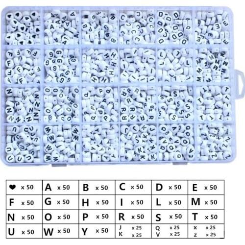 Acrylic Letter Making Box Beads Kit DIY Jewelry Making Colorful Round Alphabet Beads For Kids/Children Educational Puzz Handmade