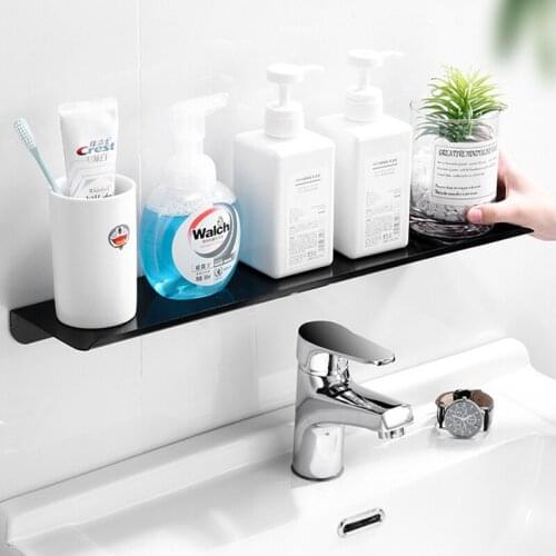 Bathroom Accessories Black Shelf Space Aluminum Corner Shelves Towel Rack Shampoo Holder Kitchen Storage Rack Wall-mounted