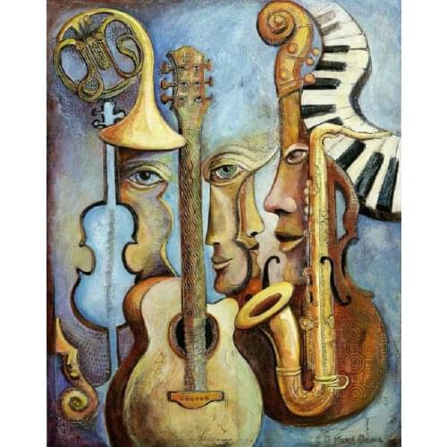 DIY diamond painting Abstract guitar saxophone 5D drill cross stitch unfinished decor full square diamond embroidery picture
