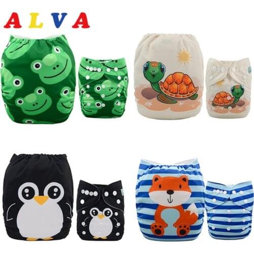 ALVABABY 4pcs/set Cloth Diapers Baby Shells Adjustable Reusable Baby Cloth Nappy Shells Without Insert