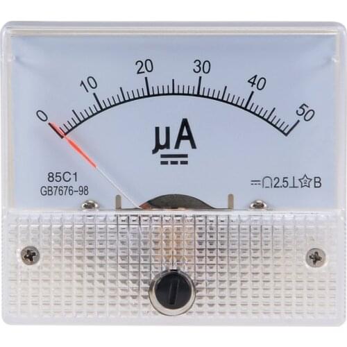 Pointer DC micro ammeter DC 0-100uA 50uA 200uA 500uA Analog Panel AMP Current Meter Ammeter Gauge Amperemeter 85C1