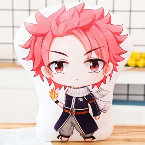 Anime Fairy Tail Natsu Lucy Erza Gray Model Plush Pillow Toy Stuffed Doll Double Sided Cartoon Cushion Case Cosplay 45cm