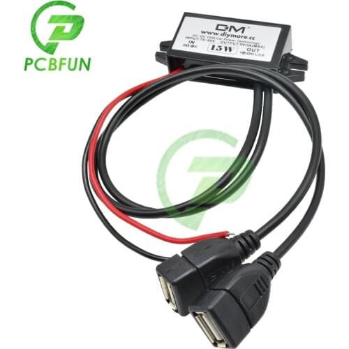 New 15W Car Power Supply DC-DC Step Down Buck Converter UN3F Car Charger Voltage Regulator 12V to 5V 3A with MINI Dual USB Cable