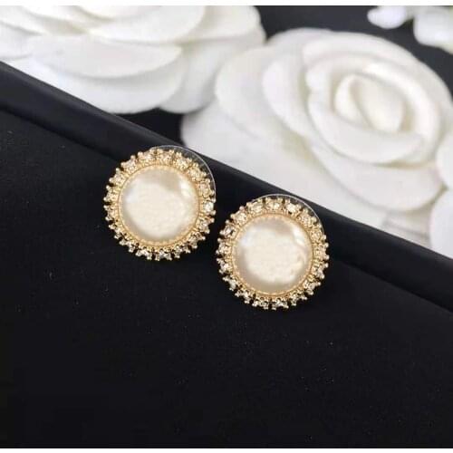 Brand Fashion Pearl Jewelry Gold Color Earrings Pearl Round Crystal Earrings Tassel Pearls Design Wedding Party Earrings