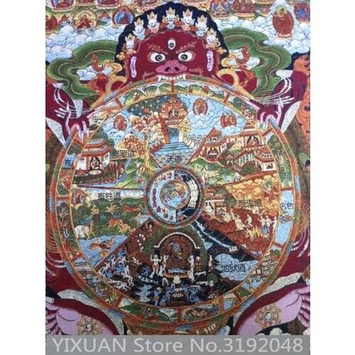 Tara Budas thangka de Tíbet y Nepal ciclo a través de las seis pinturas de Buda Thangka Mural punto de cruz bordado deco