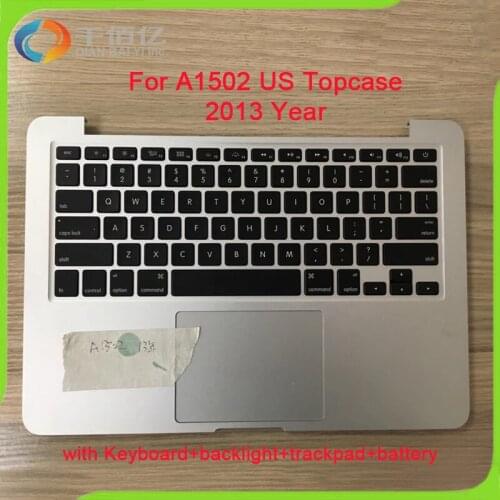 Full New A1502 Top Case For Macbook Pro 13.3'' Topcase Palmrest Top Case with US UK Keyboard+Trackpad+Battery 2013 2014 Year