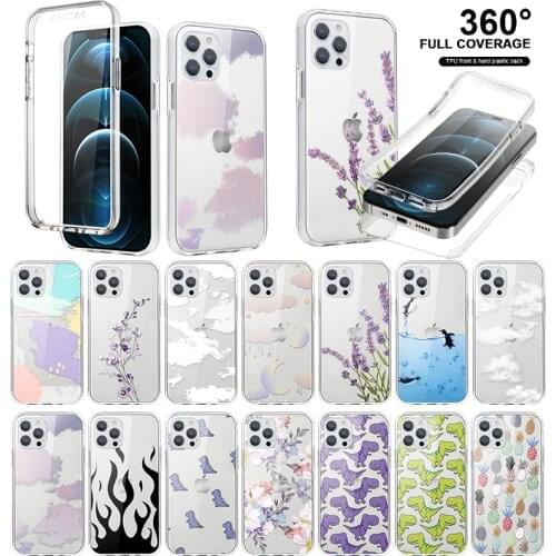 For iPhone 11 12 Xs Pro Max X XR SE 2020 6 Case Soft Silicone For iPhone 8 7 6 Plus Luxury 360 Full Body Flower Protective Cover