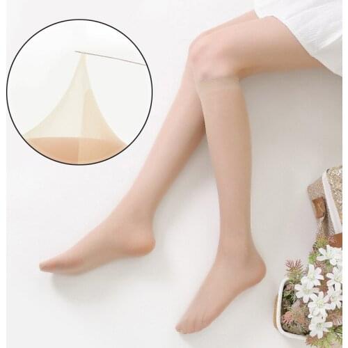 1Pair No Hooking Silk Sock Seamless Silk Hosiery High Elastic Stockings Sexy Mid-Calf Length Transparent Women Soft Silk Hosiery