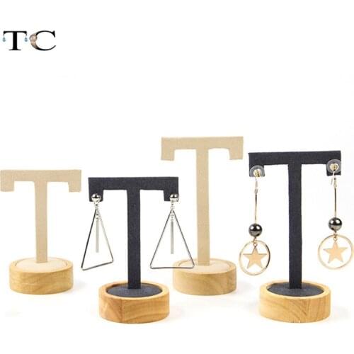 Wood T-Shape Earrings Display Holder Earrings Display Stand Wood Jewelry Holde Earring Organizer