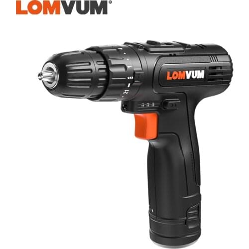 LOMVUM Impact Drill 12V Cordless Drill Set DC Elecric Screwdriver 3/8'' 30N.m Torque Wireless 66pcs Power Tools Woodworking DIY