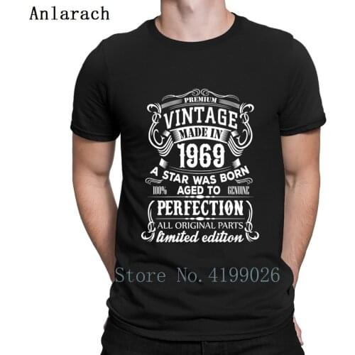 Vintage 1969 50 Years Birthday Gift T Shirt O-Neck Basic Spring Character Trend Crazy Natural Cotton Shirt