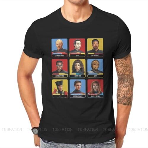 Star Trek Space Science TV Series Next Generation Portrait Panel Tshirt Black for Men T Shirt Harajuku Mens Tops Streetwear
