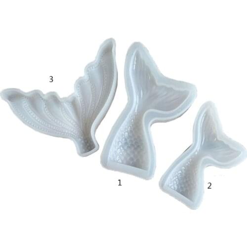 Crystal Epoxy Mold Mer-maid Fish Tail Set Fondant Baking Tool Gypsum Resin Candle Soap Clay Cake Decoration Mold