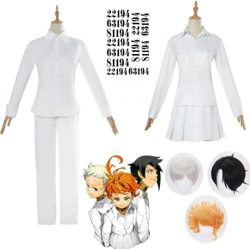 The Promised Neverland Cosplay Costume Student Uniform Emma Norman Ray Cosplay Wig Washable Tattoo Stickers NO.22194/63194/81194