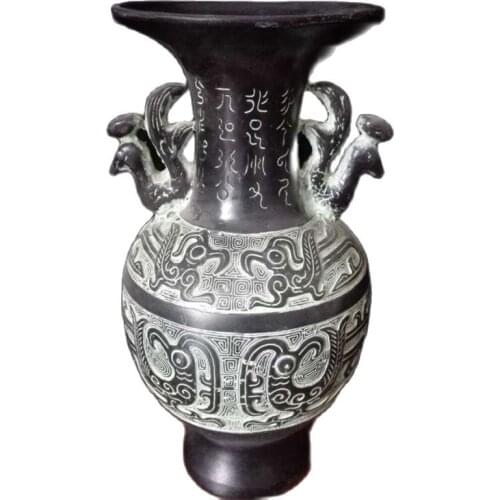 Chinas Old Bronze Ware Double Phoenix Vase