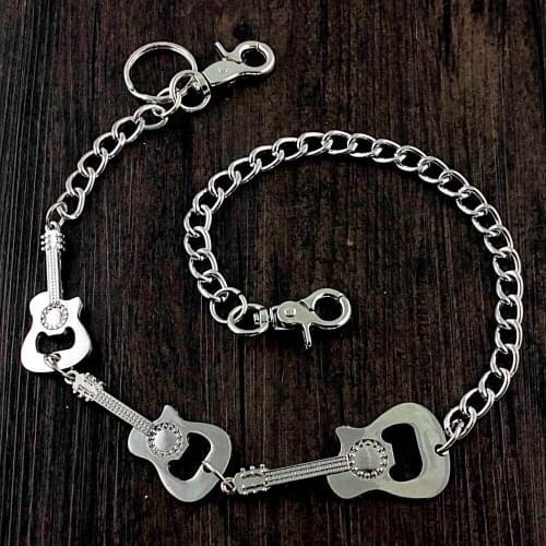 Cool Rock Gitar Hip Hop Metal Long Keychain Biker Wallet Chain KC151