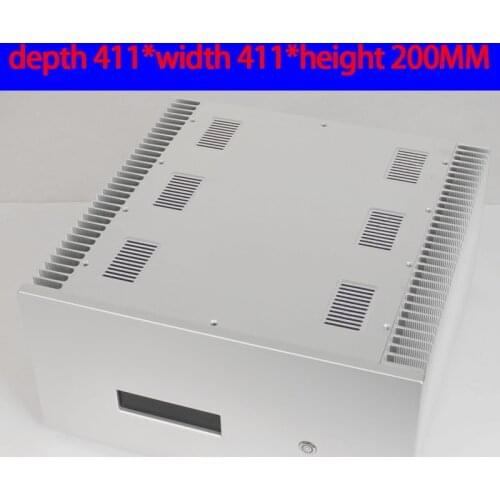 KYYSLB 411*411*200MM All-aluminum Class A Post-level Amplifier Chassis Box House DIY Enclosure with Feet Amplifier Case Shell