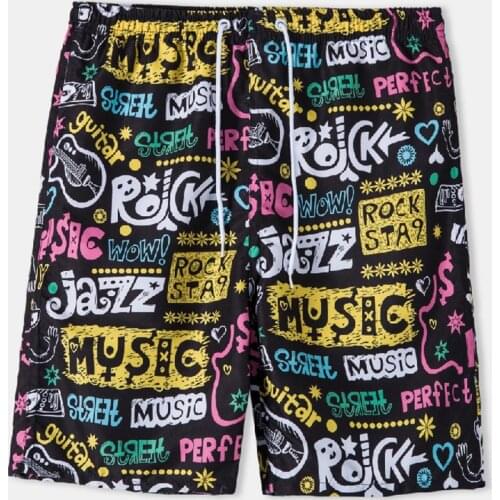 Summer Beach Wear 2021 Fashion Mid Waist Drawstring Shorts For Men Loose Short Trousers 3XL Funny Printing New Casual Men Shorts