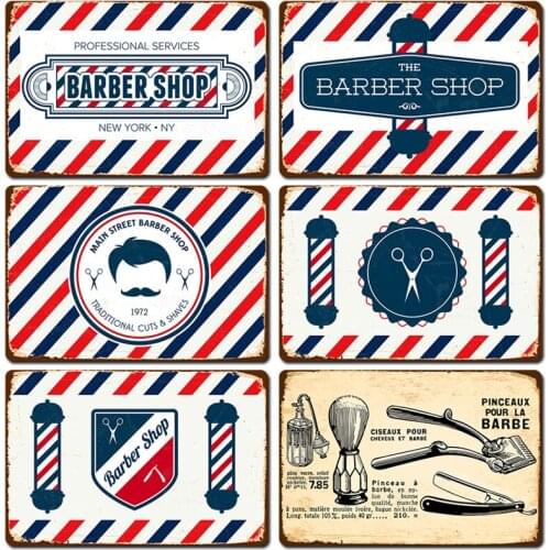 Barber shop Metal Sign Vintage Tin Sign Plaque Metal Vintage Wall Decor for barber shop Retro Metal Posters Iron Painting