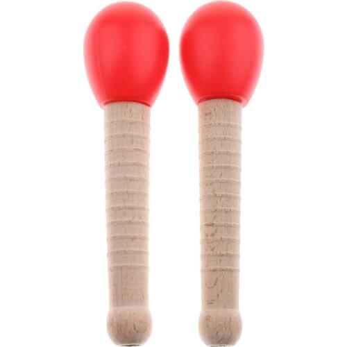 2 Pcs of Set Kids Wooden Maracas Rattle Percussion Instrument for Kids Gift