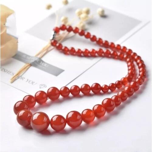 Genuine Natural Red Agate Jade Beaded Necklace For Women Fashion Jewelry 2021 Real Chinese Jades Stone Accessories Jewellery