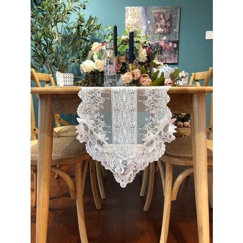 QiBeauty European Style Lace Embroidery Table Table Runner Simple Crystal Pendant TV Cabinet Teapoy Table Table Table Runner