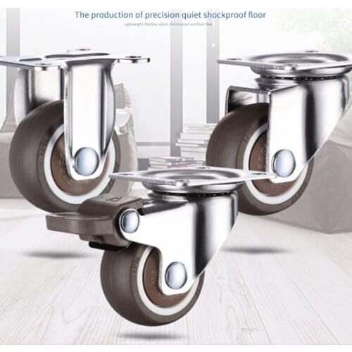 1.25/1.5/2 Inch Caster Set Plain Bearing Rubber Wheels for Furniture Moves Silent Smooth Swivel Castor Trolley 8 Types