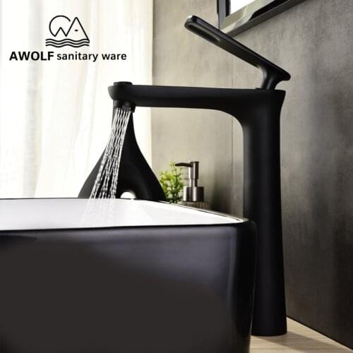 Bathroom Basin Faucet Black Solid Brass Hot and Cold Deck Mounted Bathroom Sink Faucet Wash Mixer Standing Taps Chrome ML8012