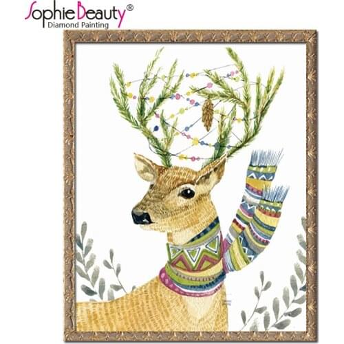 Sophie Beauty Home Diy Diamond Painting Cross Stitch Needlework Embroidery Beads Set Scarf Deer Square Handcraft Mosaic Arts Kit