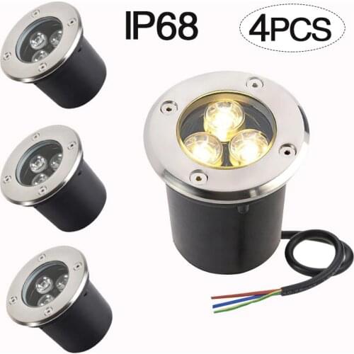 4pcs IP68 Waterproof LED Underground Light 3W 5W 6W Outdoor Ground Garden Path Floor Buried Yard Spot Landscape 110V220V12-24V