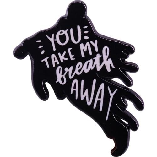 You take my breath away collar pin romantic puns love badge cute medical jokes brooch Valentine anniversary gift