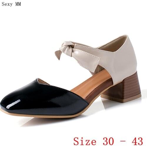 Pumps Women Oxfords Career D'Orsay Shoes Med Heels Woman Med Heel Shoes Small Plus Size 30 31 32 33 - 40 41 42 43