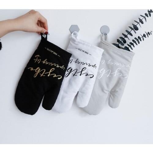 1PCS Cotton Nordic Style Oven Mitts Heatproof Kitchen Cooking Microwave Gloves Thickening BBQ Potholders Oven Mitts Baking Tools