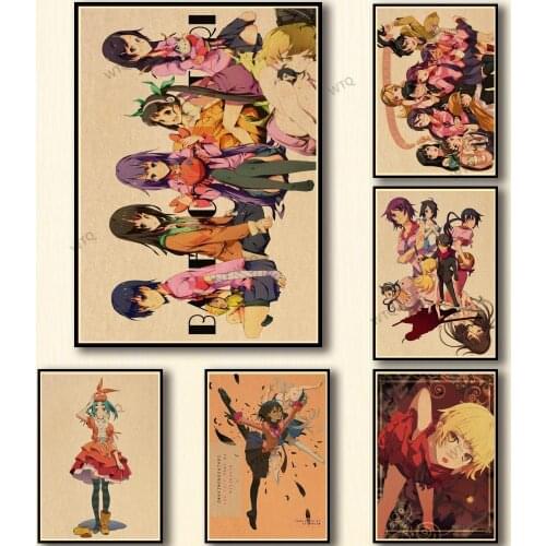 WTQ One Piece Retro Poster Anime Monogatari Anime Posters Wall Decor Canvas Painting Wall Art Picture Room Decor Home Decor