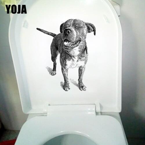 YOJA 18.7×22.9CM Cute Boxer Funny WC Toilet Stickers Cartoon Home Room Wall Decoration T1-2928