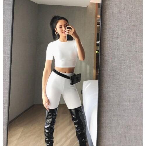 Women Summer Solid Crop Top And Bike Half Leggings Set 6 Colors S M