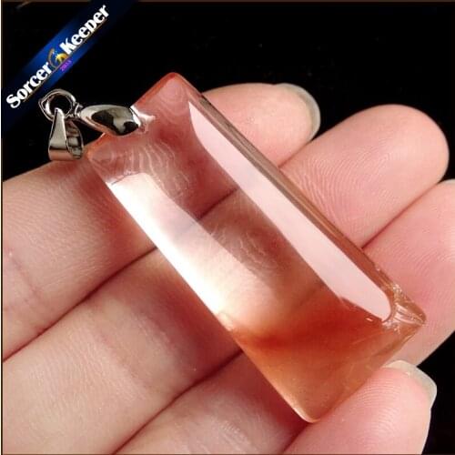Women Jewelry Necklace Fashion Rare Genuine Natural Stone Red Rabbit Hair Fur Rutilated Quartz Crystal Polished Pendant YS092
