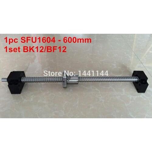1pc SFU1604 - 600mm Ball screw with BK12/BF12 end machined + 1set BK12/BF12 Support CNC part