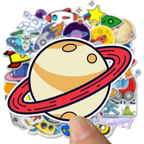 10/50pcs Cartoon Outer Space Planet Astronaut Stickers Waterproof Personalized Graffiti Stickers for Luggage Skateboard Laptop