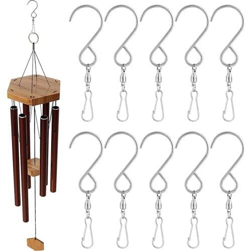 10 Pcs/pack Swivel Hooks Clips for Hanging Wind Spinners Wind Chimes Crystal Twisters Party Supply Rotating Display S Hooks